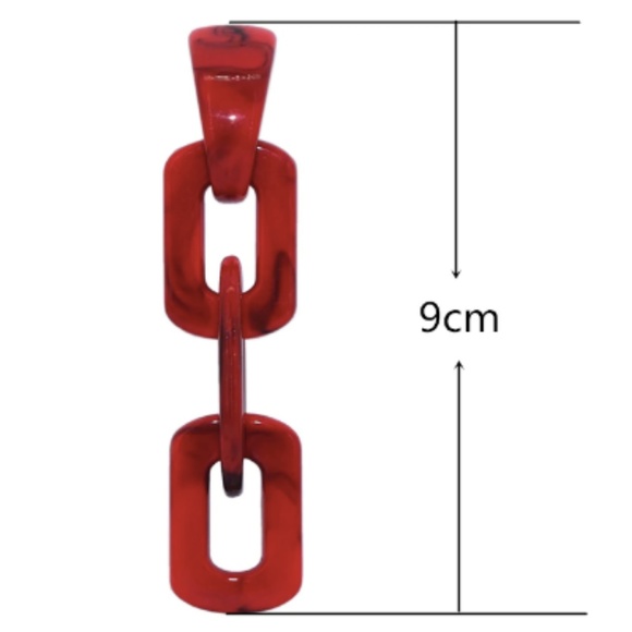 New, Red chain dangle earrings - Picture 6 of 7